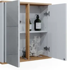 Badspiegelschrank Didi Weiß/Artisan 60 x 60 cm mit zwei Spiegeltüren Vicco