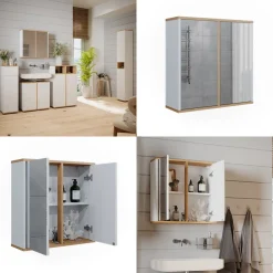 Badspiegelschrank Didi Weiß/Artisan 60 x 60 cm mit zwei Spiegeltüren Vicco