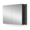 Badspiegelschrank Edelin Anthrazit/Artisan 100 x 75 cm mit Regalen Vicco