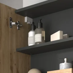 Badspiegelschrank Edelin Anthrazit/Artisan 80 x 75 cm mit Regalen Vicco