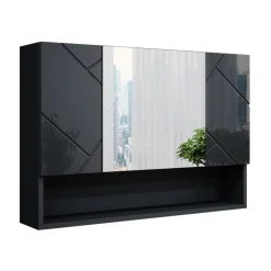 Badspiegelschrank Irma Anthrazit Hochglanz 80.1 x 55 cm Vicco