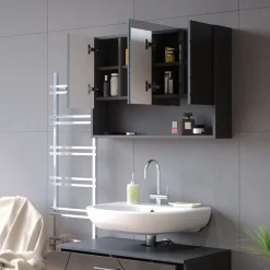 Badspiegelschrank Irma Anthrazit Hochglanz 80.1 x 55 cm Vicco