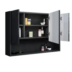 Badspiegelschrank Irma Anthrazit Hochglanz 80.1 x 55 cm Vicco