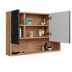 Badspiegelschrank Irma Anthrazit mit Wabenstruktur 80.1 x 55 cm Vicco