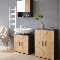 Badspiegelschrank Irma Goldkraft Eiche/Anthrazit 54 x 55 cm Vicco