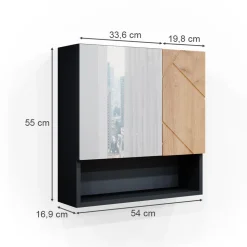 Badspiegelschrank Irma Goldkraft Eiche/Anthrazit 54 x 55 cm Vicco