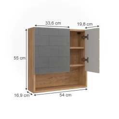 Badspiegelschrank Irma Goldkraft Eiche 54 x 55 cm Vicco
