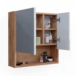 Badspiegelschrank Irma Weiß Hochglanz/Goldkraft Eiche 54 x 55 cm Vicco