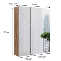 Badspiegelschrank Irma Weiß/Eiche 60 x 75 cm Vicco