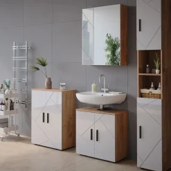 Badspiegelschrank Irma Weiß/Eiche 60 x 75 cm Vicco