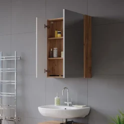 Badspiegelschrank Irma Weiß/Eiche 60 x 75 cm Vicco