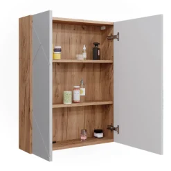 Badspiegelschrank Irma Weiß/Eiche 60 x 75 cm Vicco