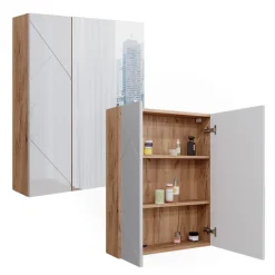 Badspiegelschrank Irma Weiß/Eiche 60 x 75 cm Vicco