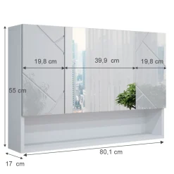Badspiegelschrank Irma Weiß Hochglanz 80.1 x 55 cm Vicco