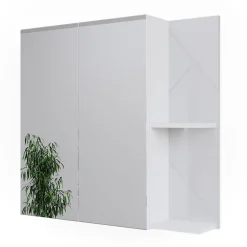 Badspiegelschrank Irma Weiß/Weiß Hochglanz 80 x 75 cm Vicco