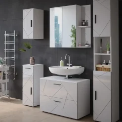 Badspiegelschrank Irma Weiß/Weiß Hochglanz 80 x 75 cm Vicco