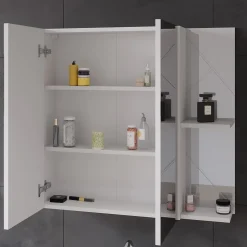 Badspiegelschrank Irma Weiß/Weiß Hochglanz 80 x 75 cm Vicco