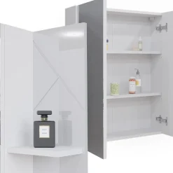 Badspiegelschrank Irma Weiß/Weiß Hochglanz 80 x 75 cm Vicco