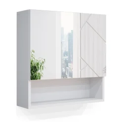 Badspiegelschrank Irma Weiß Hochglanz 54 x 55 cm Vicco