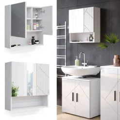 Badspiegelschrank Irma Weiß Hochglanz 54 x 55 cm Vicco