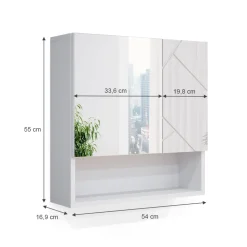 Badspiegelschrank Irma Weiß Hochglanz 54 x 55 cm Vicco