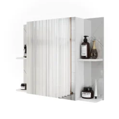 Badspiegelschrank Irma Weiß/Weiß Hochglanz 100 x 75 cm mit 2 Türen Vicco