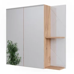 Badspiegelschrank Irma Weiß Hochglanz 80 x 75 cm Vicco