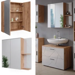 Badspiegelschrank Irma Weiß Hochglanz 80 x 75 cm Vicco