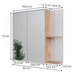 Badspiegelschrank Irma Weiß Hochglanz 80 x 75 cm Vicco