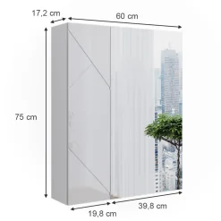 Badspiegelschrank Irma Weiß/Weiß Hochglanz 60 x 75 cm Vicco