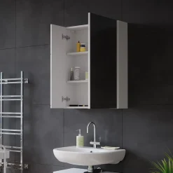 Badspiegelschrank Irma Weiß/Weiß Hochglanz 60 x 75 cm Vicco