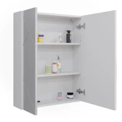 Badspiegelschrank Irma Weiß/Weiß Hochglanz 60 x 75 cm Vicco