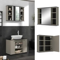 Badspiegelschrank Joli Greige 80 x 60 cm mit Spiegel Vicco