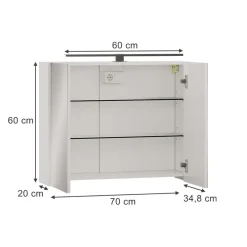 Badspiegelschrank Lavio Weiß 70 x 60 cm mit LED-Beleuchtung Vicco