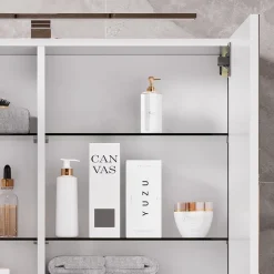 Badspiegelschrank Lavio Weiß 80 x 60 cm mit LED-Beleuchtung Vicco