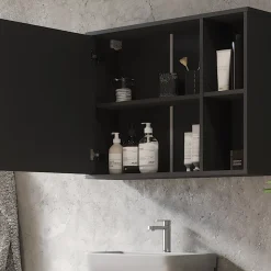 Badspiegelschrank Leano Anthrazit/Bergeiche 80 x 60 cm Vicco