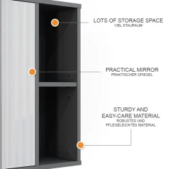 Badspiegelschrank Leano Anthrazit/Bergeiche 60 x 60 cm Vicco