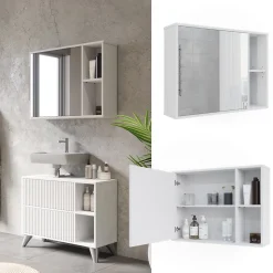 Badspiegelschrank Leano Weiß 80 x 60 cm Vicco