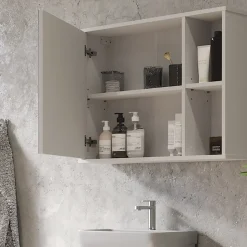 Badspiegelschrank Leano Weiß 80 x 60 cm Vicco