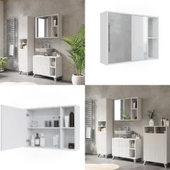 Badspiegelschrank Leano Weiß 80 x 60 cm Vicco