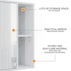 Badspiegelschrank Leano Weiß 80 x 60 cm Vicco