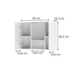 Badspiegelschrank Leopold Weiß 80 x 59.2 cm mit Regalen Vicco