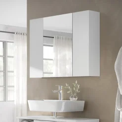 Badspiegelschrank Leopold Weiß 80 x 59.2 cm mit Regalen Vicco