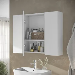 Badspiegelschrank Leopold Weiß 80 x 59.2 cm mit Regalen Vicco