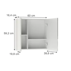 Badspiegelschrank Leopold Weiß 60 x 59.2 cm Mit Regalböden und 1 Spiegeltür Vicco