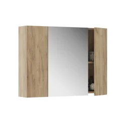 Badspiegelschrank Leopold Goldkraft Eiche 80 x 59.2 cm mit Regalen Vicco