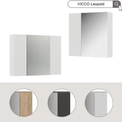 Badspiegelschrank Leopold Anthrazit 80 x 59.2 cm mit Regalen Vicco