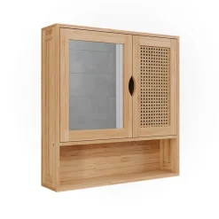 Badspiegelschrank Liora Bambus 56 x 58 cm mit Spiegel Vicco