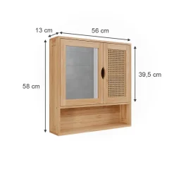 Badspiegelschrank Liora Bambus 56 x 58 cm mit Spiegel Vicco