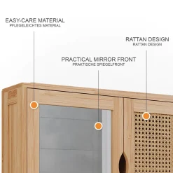Badspiegelschrank Liora Bambus 56 x 58 cm mit Spiegel Vicco